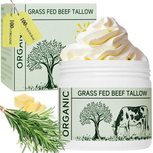 Beef Tallow, Beef Tallow for Skin, Tallow Face Moisturizer, Unscented All Organic Beef Tallow Blam Grass Fed Whipped Tallow Face Cream Moisturizer Body Lotion Skin Care