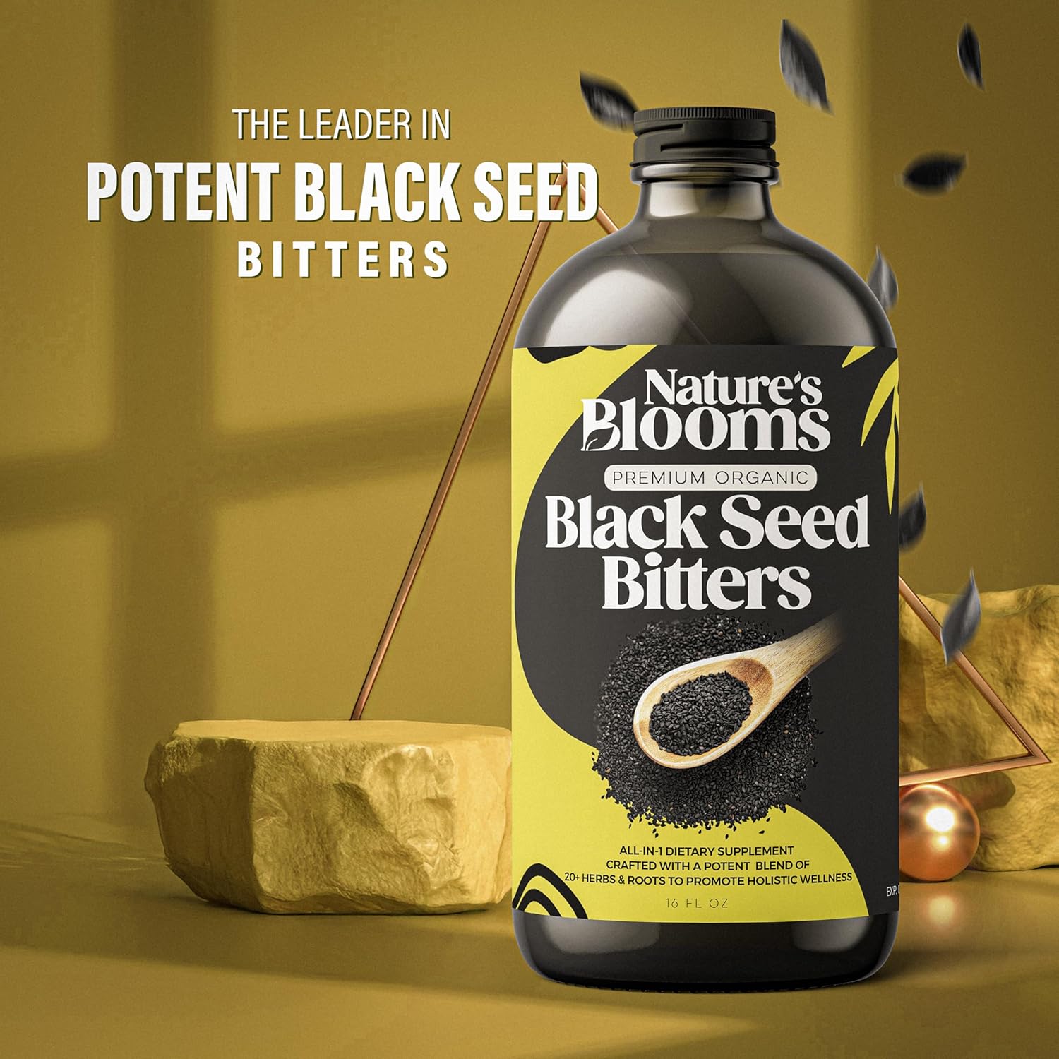 Black Seed Bitters - Powerful Natural Supplement for Immune Support, Joint Health, Digestion & Radiant Skin - 16 Oz Super Antioxidant