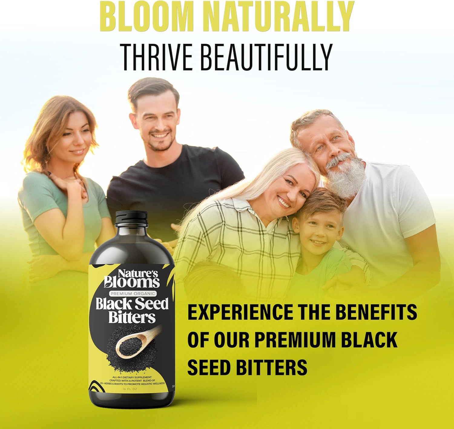 Black Seed Bitters - Powerful Natural Supplement for Immune Support, Joint Health, Digestion & Radiant Skin - 16 Oz Super Antioxidant