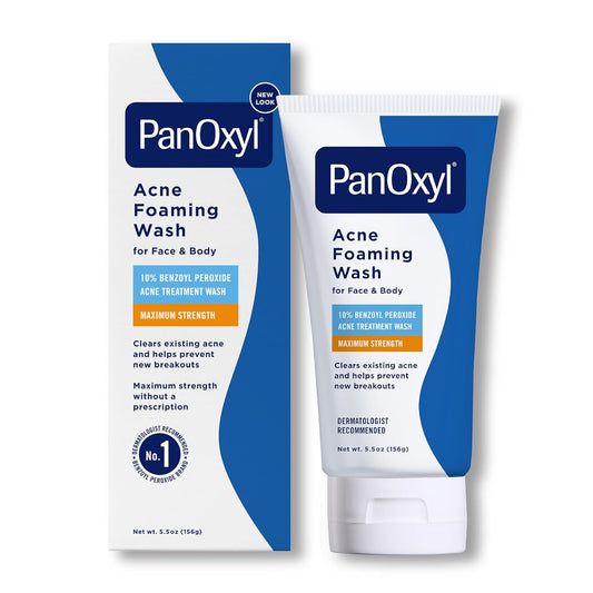 Acne Foaming Wash Benzoyl Peroxide 10% Maximum Strength Antimicrobial, 5.5 Oz